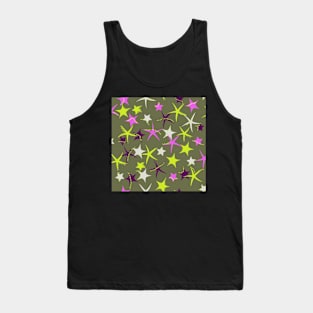 Starfish galaxy in lime green, regal purple, hot pink and olive green Tank Top